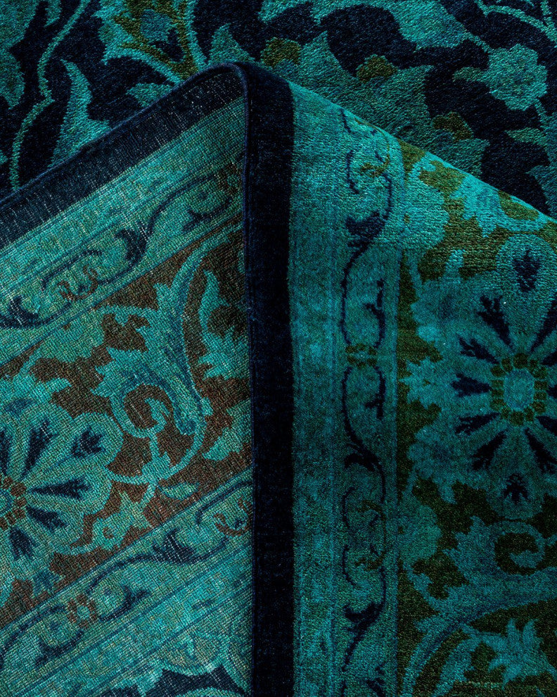 Overdyed, One-of-a-Kind Hand-Knotted Area Rug Blue, 6'2"x8'4"