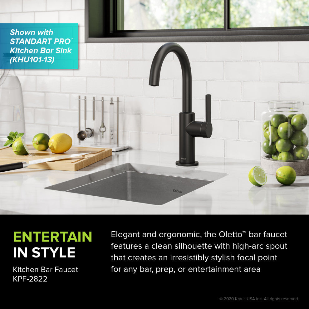 Oletto 1-Hole Kitchen Bar Faucet Matte Black, Model KPF-2822MB