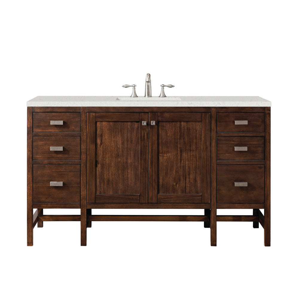 Addison 60" Single Vanity Cabinet, Glossy White, Mid-Century Acacia, Lime Delight, 3-Hole