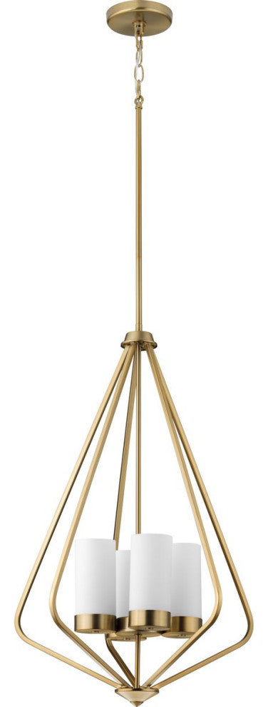 Elevate 4-Light Brushed Bronze Etched Glass Modern Pendant Hanging Light