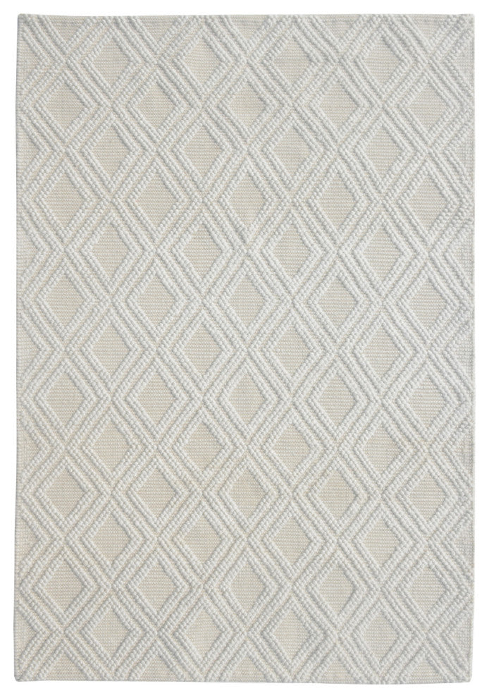 8"x11" Ivory Diamond Lattice Modern Area Rug