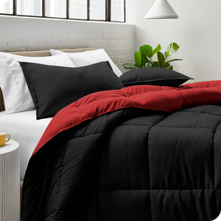 Bare Home Reversible Down Alternative Comforter, Black / Red, Full/Queen