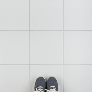 Textile Basic White Encaustic Porcelain Floor and Wall Tile, Plain