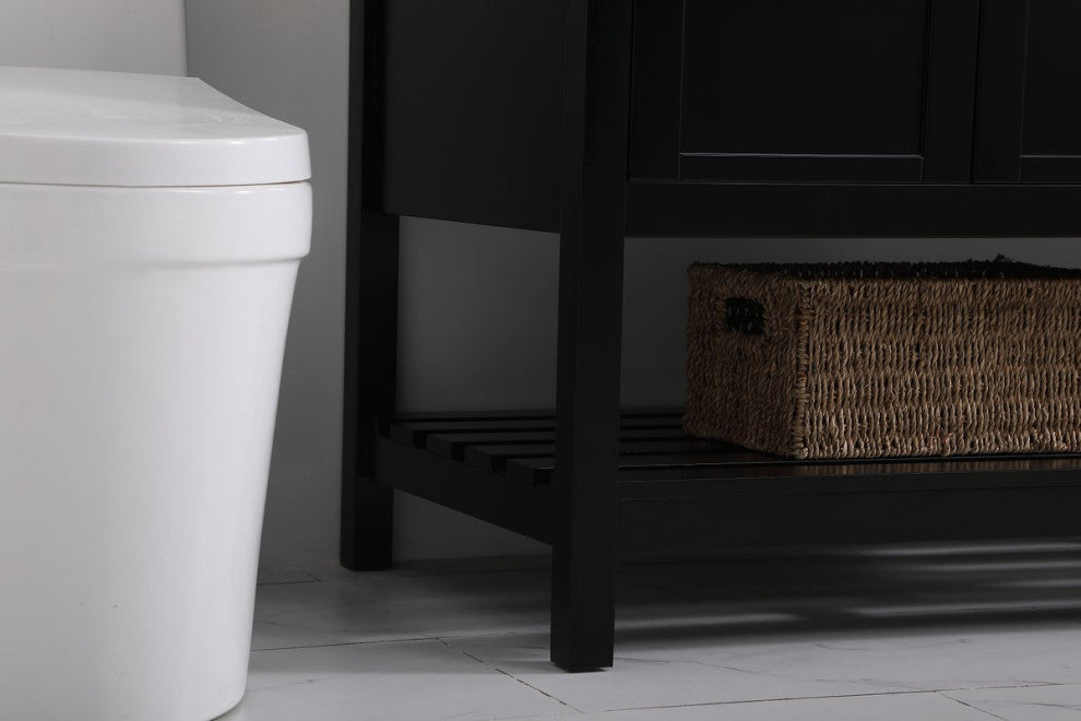Tobias 42" Single Bathroom Vanity, Black With Backsplash