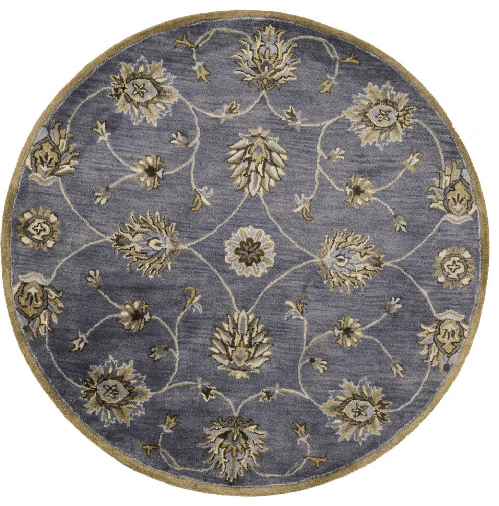 6' Midnight Blue Hand Tufted Traditional Round Indoor Area Rug