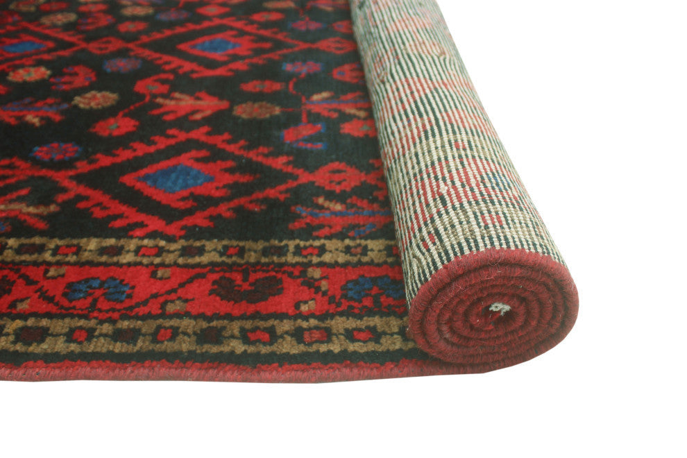 Fine Vintage Distressed Brantson Charcoal/Red Runner, 3'10x9'2