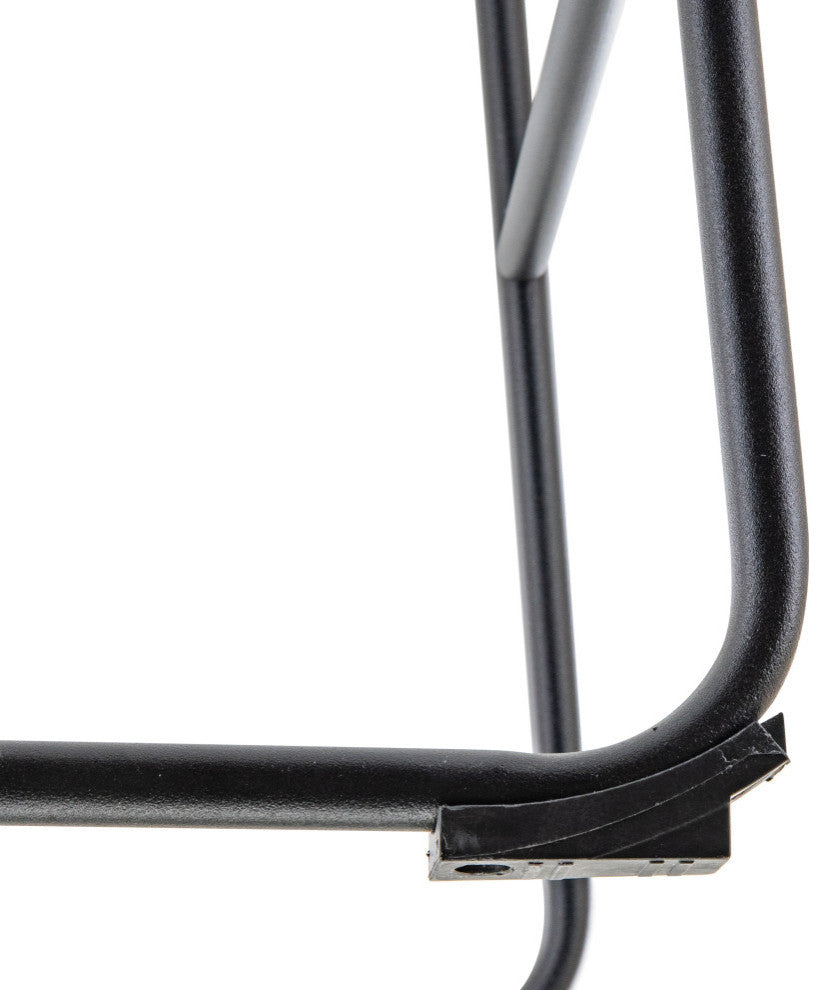 LeisureMod Brooklyn Modern Leather Bar Stool Set of 2, Charcoal Black