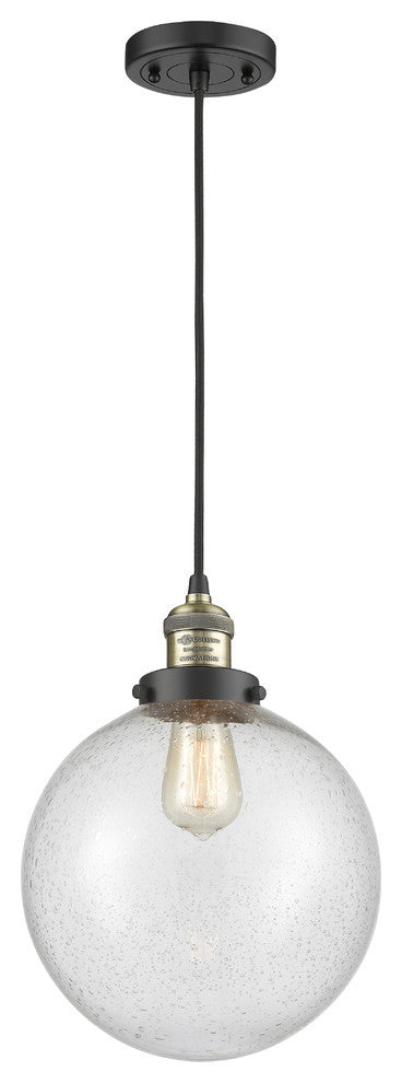 X-Large Beacon 1-Light Mini Pendant, Black Antique Brass, Seedy