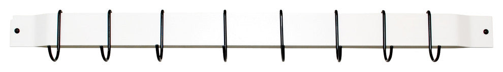 30" Bar Rack: White with 8 Black Regular Hooks