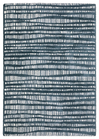 Greer Modern Dashed Lines Dark Teal/ Ivory Area Rug, 5'3" x 7'6"
