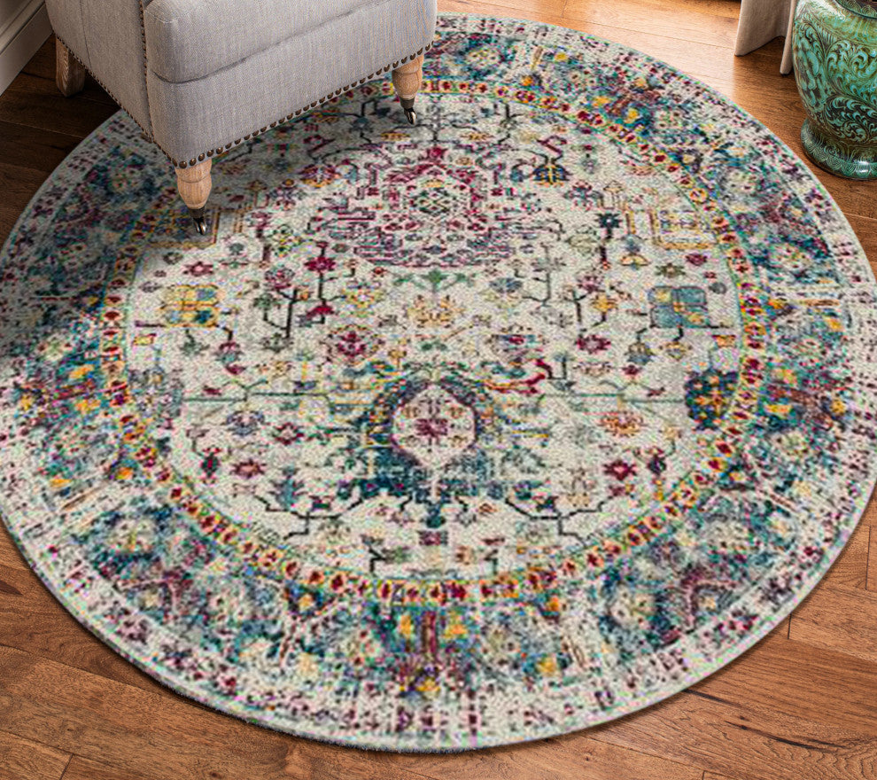 Montana Carrey Area Rug, Gray, 7'6" x 7'6"R, Bordered