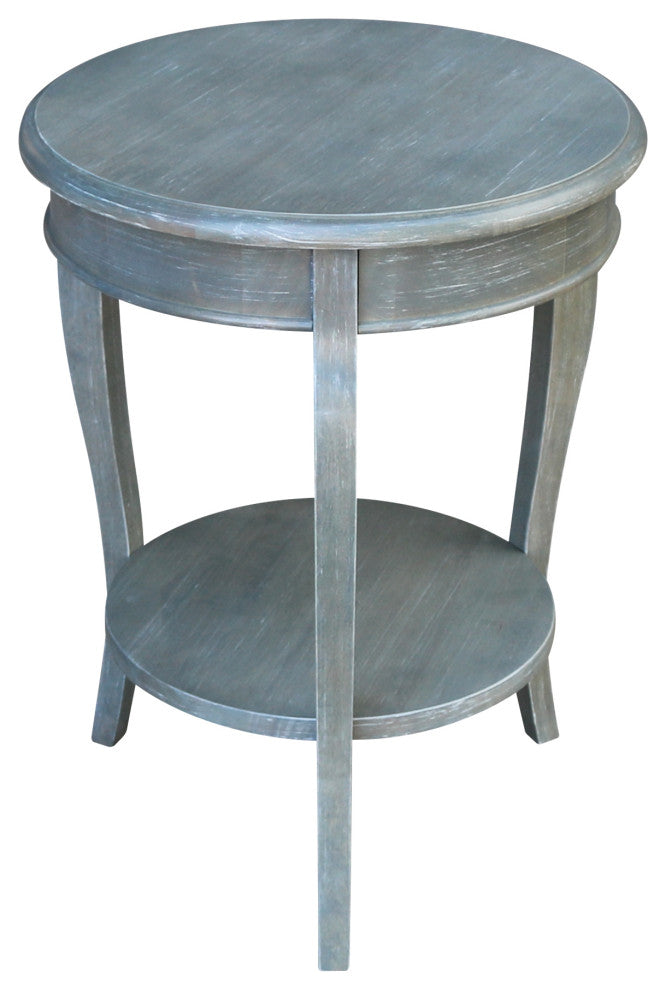 Cambria Round End Table, Heather Grey-Antique Washed