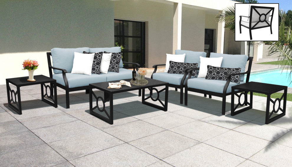 kathy ireland Madison Ave. 7 Piece Aluminum Patio Furniture Set 07d, Tranquil