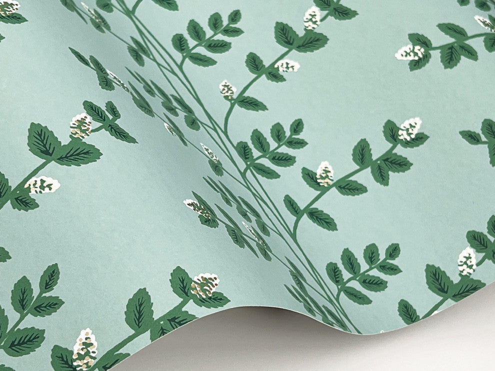 Climbing Vine Soft Teal Wallpaper