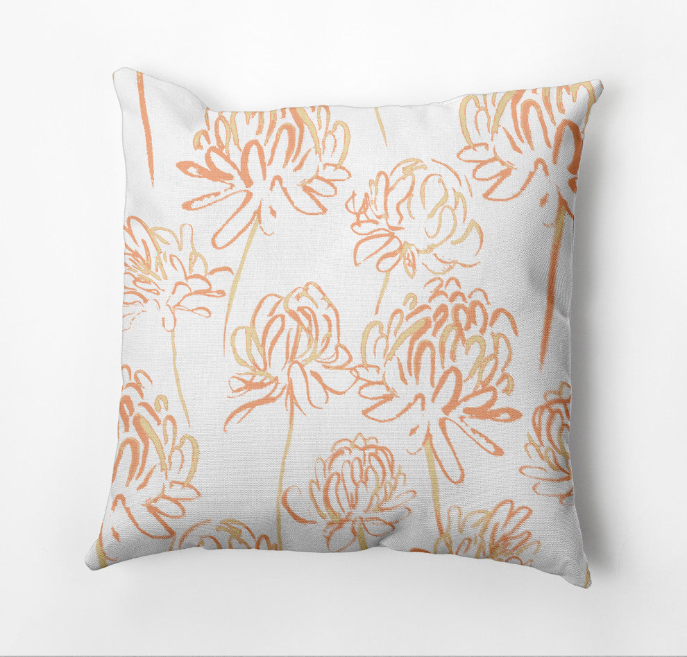 Blossom Bouquet Pillow, Orange, 16"x16"