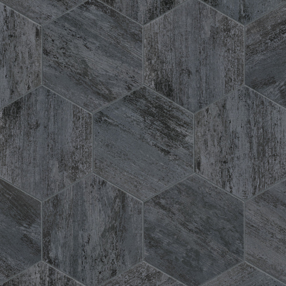 Cassis Hex Black Porcelain Floor and Wall Tile