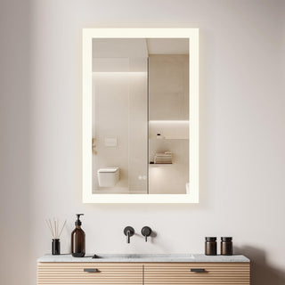 Beijing Rectangular Frameless LED Wall Bath Vanity Mirror, Acrylic, 24"w X 40"h