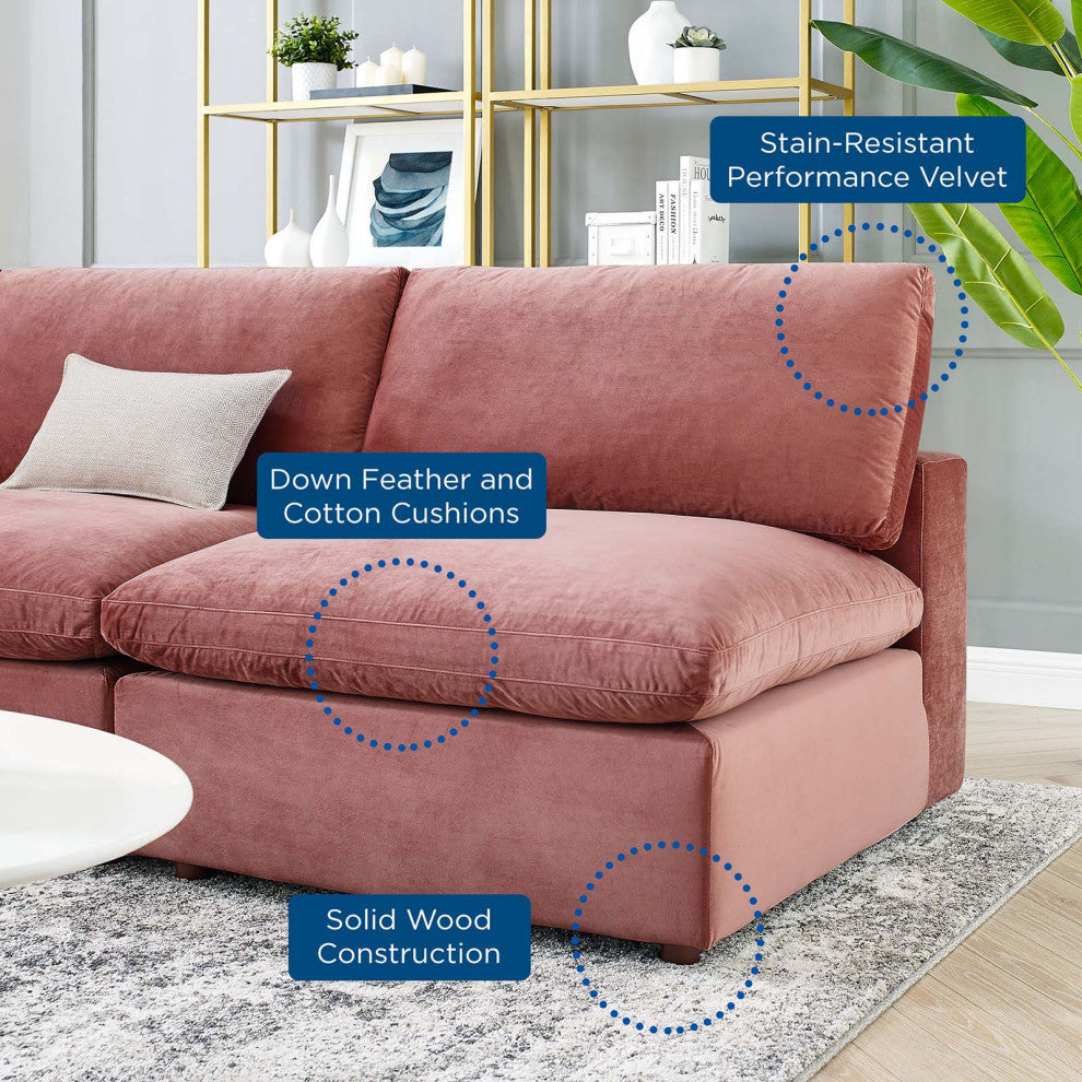 Sectional Sofa Set, Velvet, Pink, Modern, Living Lounge Hotel Lobby Hospitality