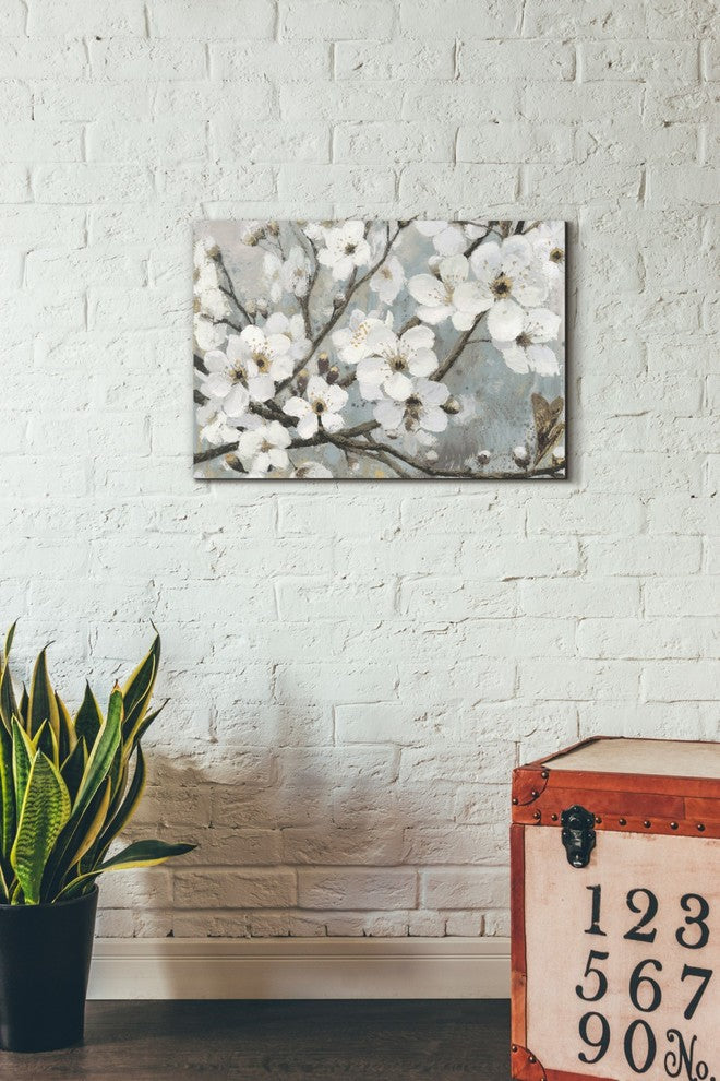 Epic Graffiti "Cherry Blossoms I BLUE" Giclee Canvas Wall Art, 18"x26"