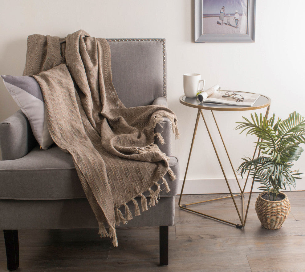 Stone Tonal Textured Throw