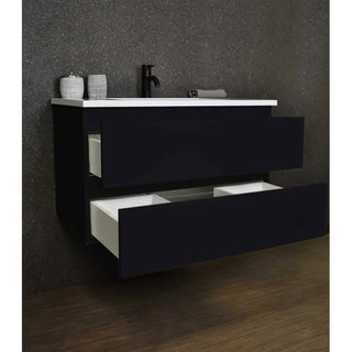 Salt 20Dx36" Floating Bathroom Vanity, Black With Acrylic Top