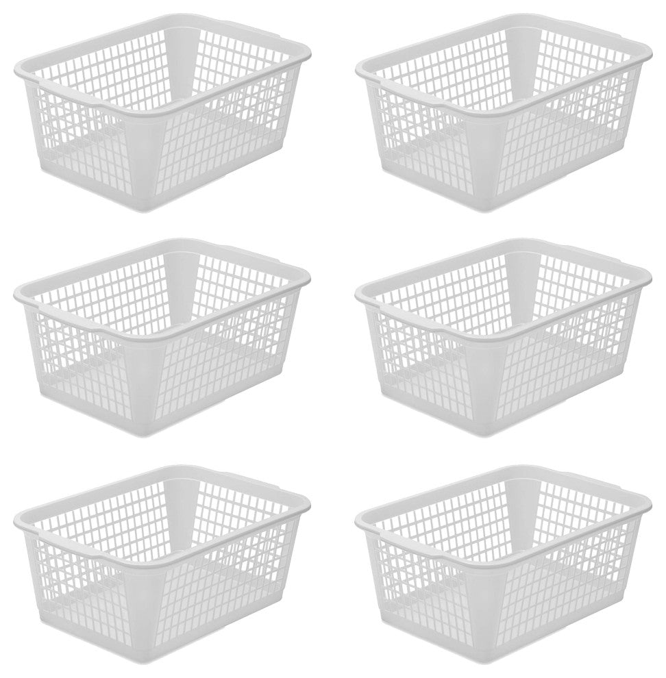 Large Plastic Storage Basket, 32-1184, White, 6