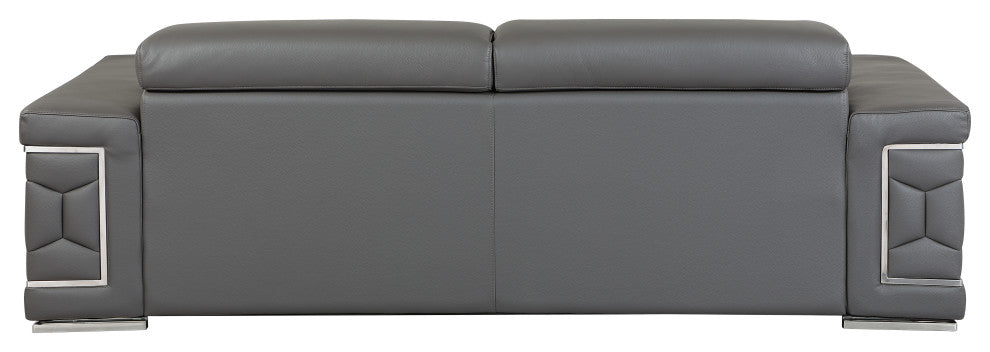 Rome Contemporary Genuine Italian Leather Sofa Dark Gray