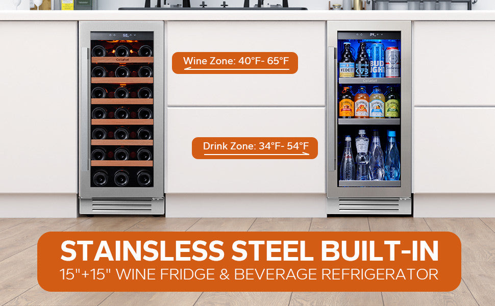 Ca''Lefort 30" Wine and Beverage Refrigerator Combo Bulit in & FreeStanding