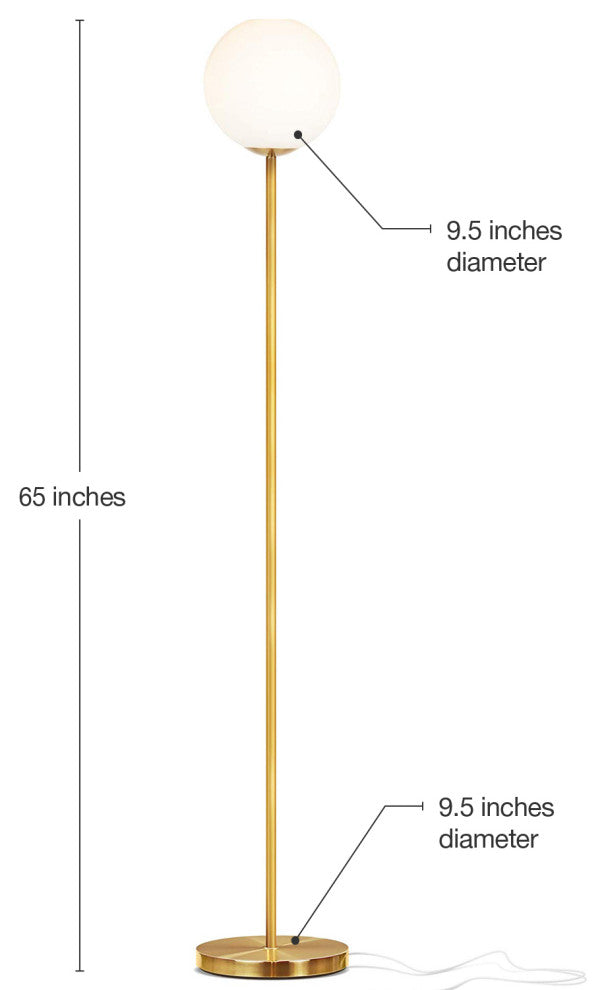 Brightech Luna - Frosted Glass Globe Floor Lamp - Mid Century Modern Light, Bras