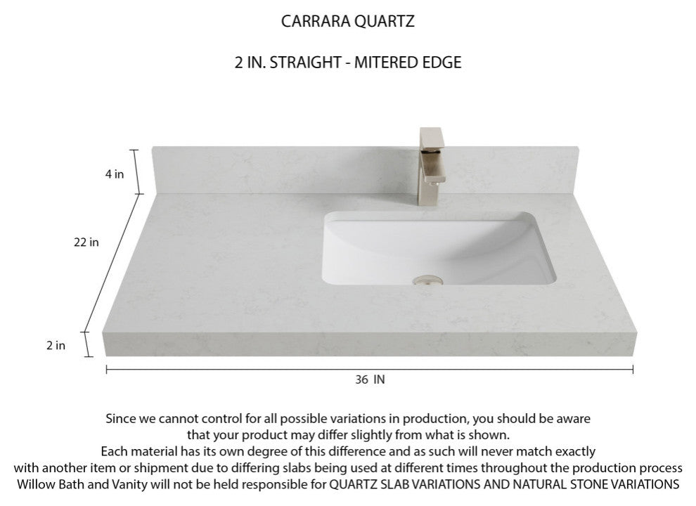 Aberdeen 36 Right Offset Bath Vanity in Dark Forest Green 2" Carrara Quartz