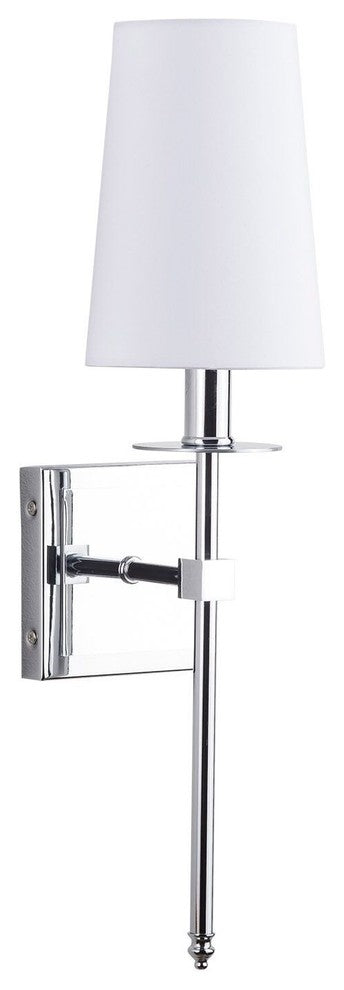 Torcia Wall Sconce with Fabric Shade, Polished Chrome