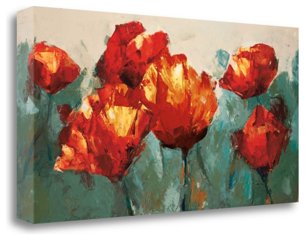 "Poppies On Slate" By Peter Colbert, Giclee Print on Gallery Wrap Canvas