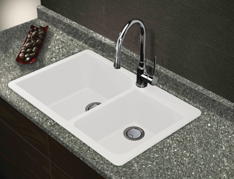 Radius Granite 33-in Drop-In Kitchen Sink Kit in White
