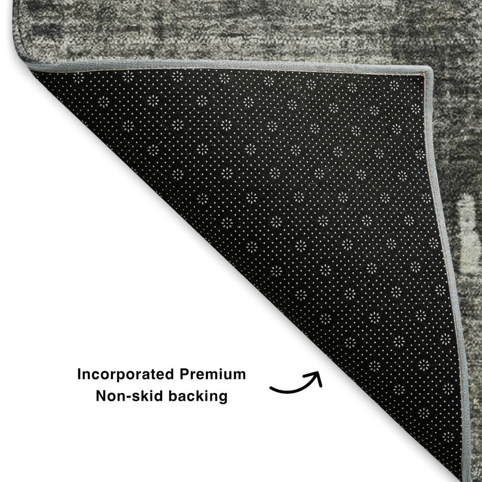 Premium Machine Washable Mayfield AMF624 Gray 8'' x 8'' Round Rug