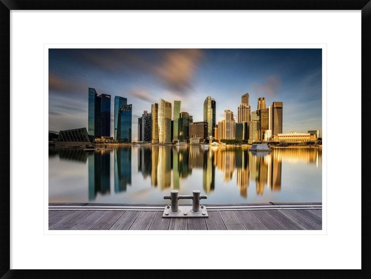 "Golden Morning In Singapore" Framed Digital Print by Zexsen Xie, 30x22"