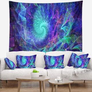 Blue Spiral Kaleidoscope Abstract Wall Tapestry, 39"x32"
