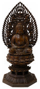 Chinese Brown Sitting Buddha Gautama Amitabha Shakyamuni Wood Statue Hws1762