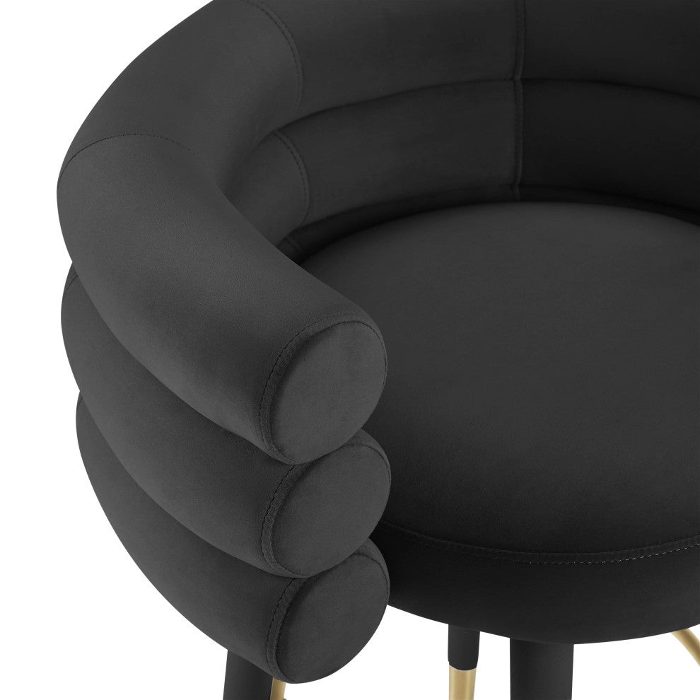 Betty Velvet Barstool, Black, Counter Height