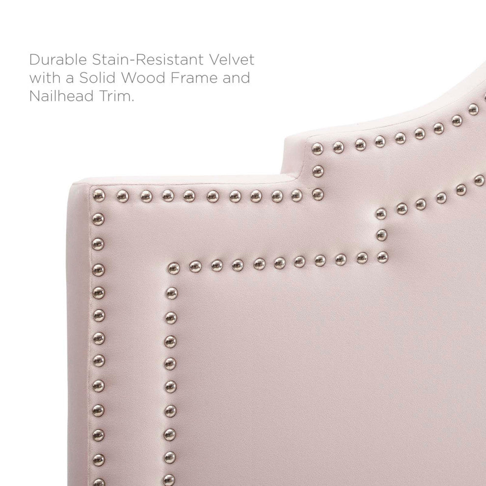 Headboard, Full Queen Size, Velvet, Pink, Modern Contemporary, Bedroom Master