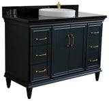 49" Single Sink Vanity, Dark Gray Finish With Black Galaxy Granite