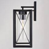 Milton 1-Light Matte Black Transitional Outdoor Wall Lantern Clear Glass
