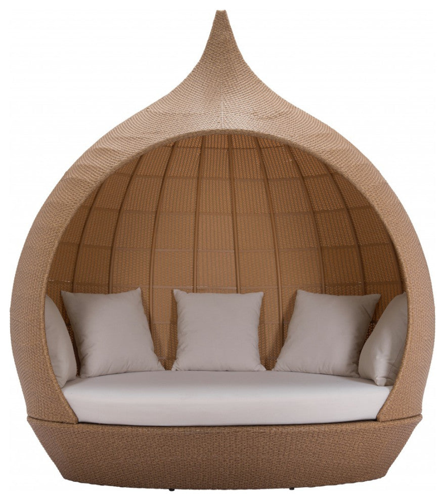 Teardrop Shaped Beige and Natural Daybed