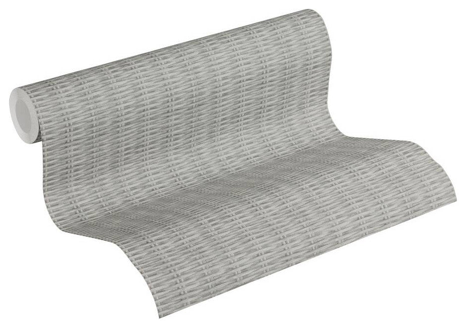 Sample, Cottage Textured Wallpaper Featuring Woven Wood, 373932