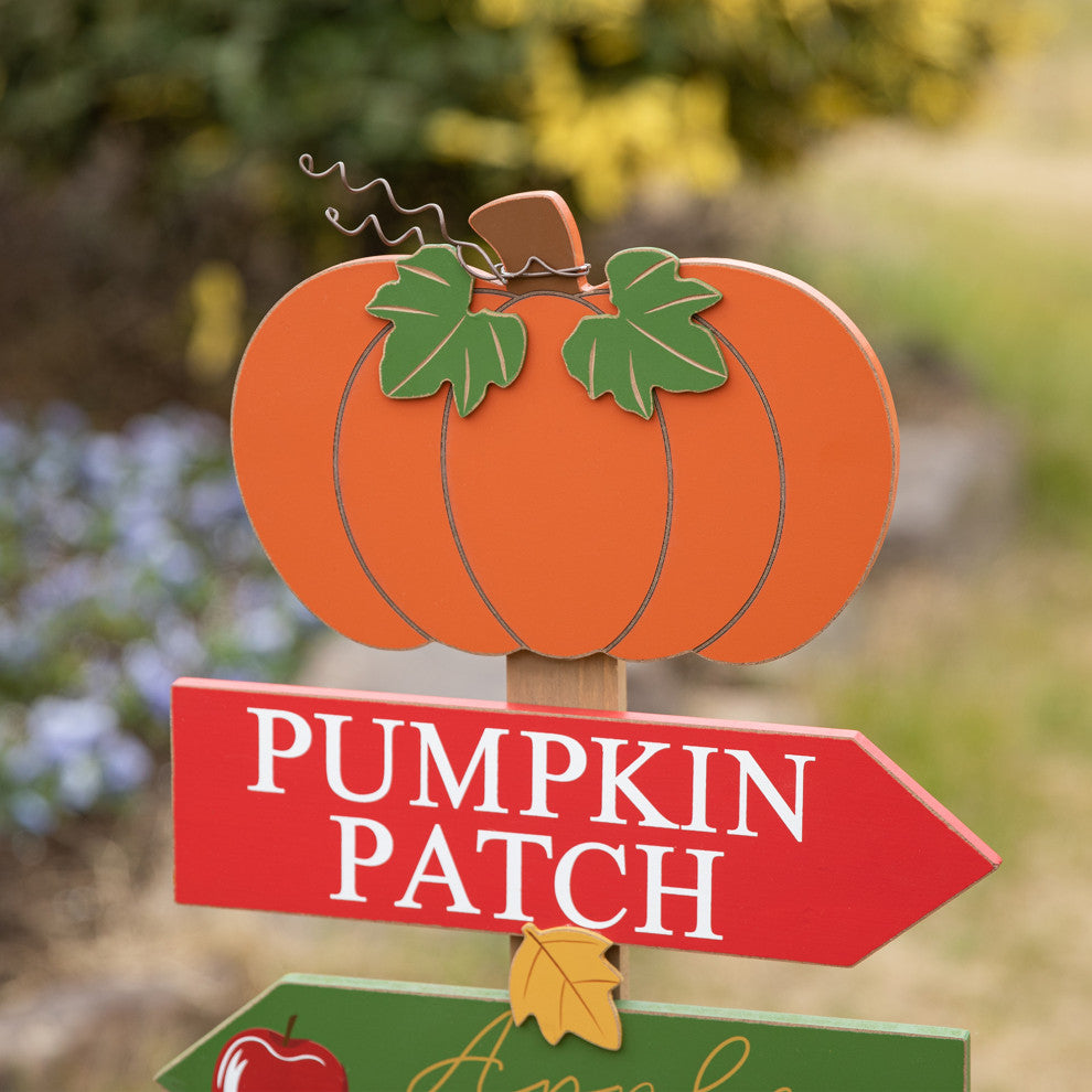 41.75"H Fall Wooden Pumpkin Patch Yard Stake