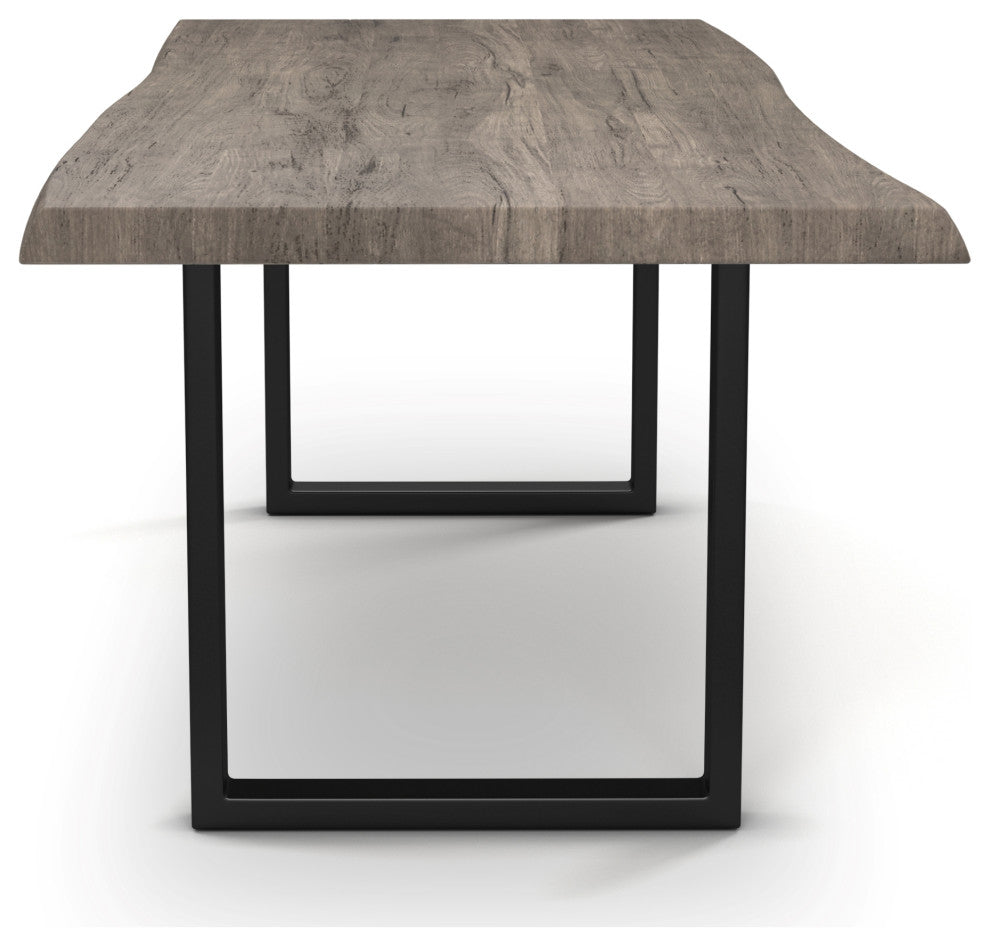 Brooks Dining Table, Sandblasted Gray, Black, 40"x79", U-Base