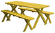 Pine Cross-Leg Picnic Table With 2 Benches, Canary Yellow, 6', 2 Benches