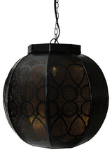 Black and Gold Moroccan Cut-Out Hanging Lantern Pendant