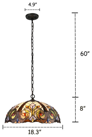 CHLOE Lighting Lennon Tiffany Dark Bronze 2-Light Victorian Ceiling Pendant