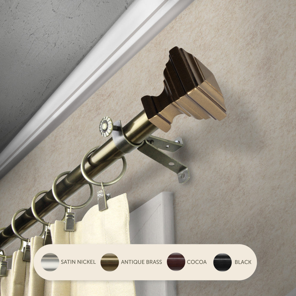 Kira 13/16" Curtain Rod, Antique Brass, 48-84"