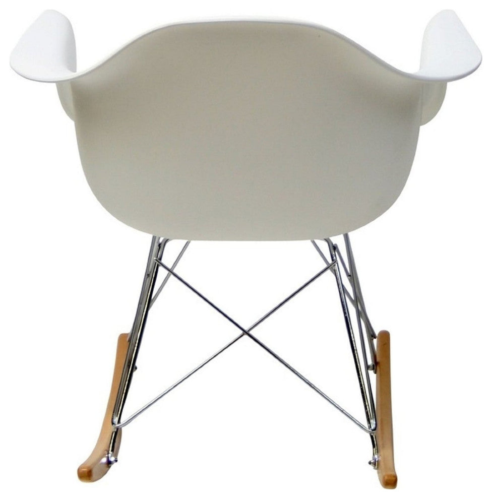 Molded Modern Rocking Armchair Lounge Cradle Arm Chair White